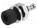 Socket; 2mm banana; 10A; 33VAC; 70VDC; black; on panel,screw