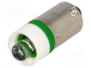 LED lamp; green; BA9S; 12VDC; 12VAC