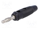 Plug; 4mm banana; 10A; 60VDC; black; with transversal socket