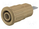 Socket; 4mm banana; 24A; 1kV; Cutout: Ø12.2mm; brown; nickel plated