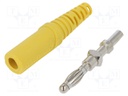 Plug; 4mm banana; 32A; 70VDC; yellow; Max.wire diam: 4mm