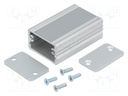 Enclosure: with panel; AKG; X: 33mm; Y: 50mm; Z: 20mm; aluminium; grey