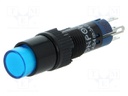 Switch: push-button; Pos: 2; SPDT; 0.5A/250VAC; 1A/24VDC; blue; blue