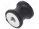 Vibration damper; M6; Ø: 20mm; rubber; L: 20mm; H: 6mm; 326N; 65N/mm