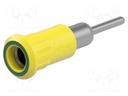 Socket; 4mm banana; 25A; 30VAC; 60VDC; yellow-green; nickel plated