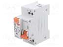 RCBO breaker; Inom: 10A; Ires: 30mA; Poles: 1+N; 230/400VAC; IP20