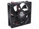 Fan: DC; axial; 12VDC; 92x92x25mm; 76.8m3/h; 29dBA; ball bearing