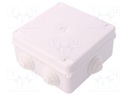 Enclosure: junction box; X: 133mm; Y: 133mm; Z: 64mm; wall mount