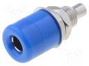 Socket; 4mm banana; 20A; Cutout: Ø7.5mm; blue; nickel plated; 5mΩ