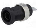 Socket; 4mm banana; 36A; Cutout: Ø12mm; black; nickel plated; 5mΩ