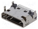 Connector: mini HDMI; socket; PIN: 19; gold-plated; angled 90°; SMT