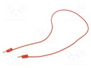 Test lead; 60VDC; 30VAC; 10A; banana plug 2mm,both sides; red