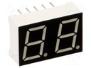 Display: LED; 7-segment; 10mm; 0.39"; No.char: 2; yellow-green