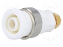 Socket; 4mm banana; 32A; white; gold-plated; screw,on panel; 32mm