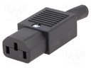 Connector: AC supply; plug; female; 10A; 250VAC; IEC 60320; C13 (F)