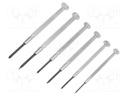 Screwdrivers; Pcs: 6; precision; Bit: Phillips,slot