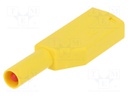 Plug; 4mm banana; 32A; 600V; yellow; with 4mm axial socket; 2.5mm2