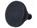 Knob; Dia: 20mm; M5; 8mm; H: 11.5mm; steel; black; Features: knurled