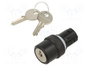 Actuator, Key Operated Switch, 22 mm, Round, Plastic, Key Removal O