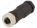 Plug; M12; PIN: 4; female; T code-Power; for cable; screw terminal