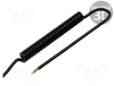 Wire: coiled; 6x0,22mm2; unshielded; PUR; black; 300V; 100mm; 400mm