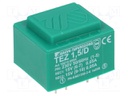 Transformer: encapsulated; 1.5VA; 230VAC; 15V; 15V; 5mA; 50mA; IP00