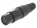 Plug; XLR; female; PIN: 5; straight; for cable; soldering; black