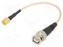 Cable; 50Ω; 0.15m; BNC plug,SMA plug; shielded; -65÷150°C