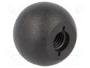 Ball knob; Dia: 25mm; M8; 11mm; black