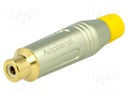 Plug; RCA; female; straight; soldering; grey; gold-plated; 3÷7mm