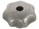 Knob; through hole without thread; Dia: 40mm; cast iron; DIN: 6336