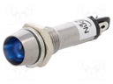 Indicator: LED; recessed; 12VDC; Cutout: Ø8.2mm; IP40; metal