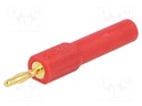 Adapter; 2mm banana; 36A; 60VDC; red; Plating: gold-plated; 44.5mm