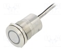 Switch: capacitive; Pos: 2; SPST-NO; 0.01A/12VDC; IP68; OFF-(ON)