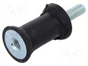 Vibration damper; M8; Ø: 40mm; rubber; L: 25mm; Thread len: 23mm