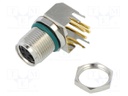 Connector: M8; female; PIN: 4; angled 90°; on PCBs; socket; 4A; 30V