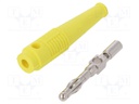 Plug; 4mm banana; 32A; yellow; 2.5mm2; Plating: nickel plated; 69mm