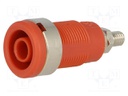 Socket; 4mm banana; 36A; Cutout: Ø12mm; red; nickel plated; 5mΩ