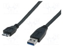 Cable; USB 3.0; USB A plug,USB B micro plug; nickel plated; 1.8m