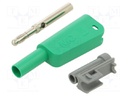 4mm banana; 19A; 1kV; green; insulated,with 4mm axial socket