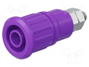 Socket; 4mm banana; 32A; 1kV; violet; nickel plated; on panel