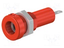 Socket; 4mm banana; 25A; Cutout: Ø8.3mm; red; nickel plated; 60VDC