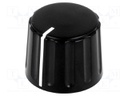 Knob; conical,with pointer; ABS; Shaft d: 6mm; Ø21.5x17.1mm; black