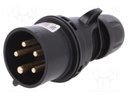 Connector: AC supply 3-phase; plug; male; 16A; 400VAC; IP44; PIN: 5