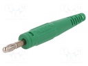 Plug; 4mm banana; 32A; 60V; green; 2.5mm2; Plating: nickel plated