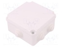 Enclosure: junction box; X: 108mm; Y: 108mm; Z: 58mm; wall mount