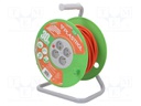 Extension lead; reel,with non-rotating sockets; Sockets: 4; PVC