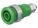 Socket; 4mm banana; 32A; green; nickel plated; Overall len: 33mm