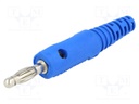 Plug; 4mm banana; 32A; 60VDC; blue; with transversal socket