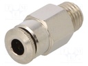 Push-in fitting; straight; M8; 0÷30bar; Mat: nickel plated brass